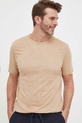 BOSS Tricou De In Culoarea Bej, Neted Bărbaţi
