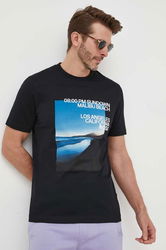 BOSS Tricou Din Bumbac Culoarea Negru, Cu Imprimeu Bărbaţi, Model Print