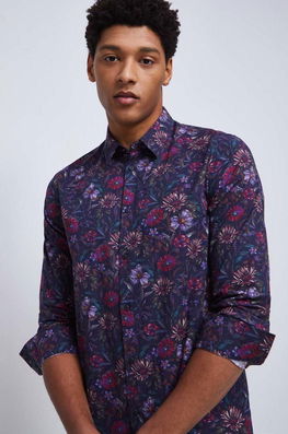 Medicine Camasa Barbati, Cu Guler Clasic, Slim Bărbaţi Multicolor, Cu Elastan, Casual, Model Flori