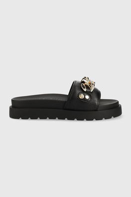 Buffalo Papuci Eve Chain Femei, Culoarea Negru, Cu Platforma, 1601254 Dama, Imitatie De Piele
