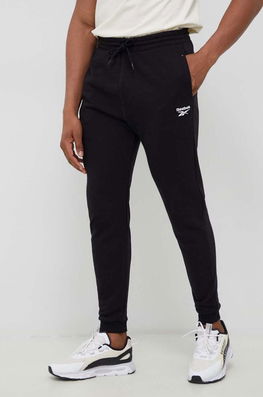 Reebok Pantaloni De Trening Culoarea Negru, Neted Bărbaţi, Tricotaj