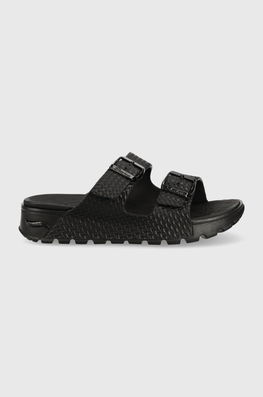 Skechers Papuci Femei, Culoarea Negru Dama, Sintetic, Toc Plat