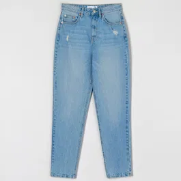 Sinsay - Blugi mom high waist - Albastru