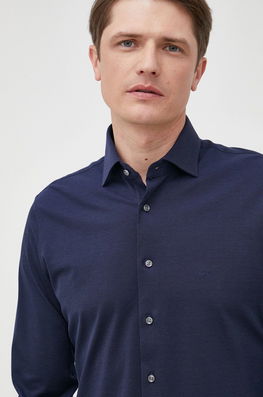 Michael Kors Camasa Din Bumbac Barbati, Cu Guler Italian, Slim Bărbaţi Bleumarin, Casual