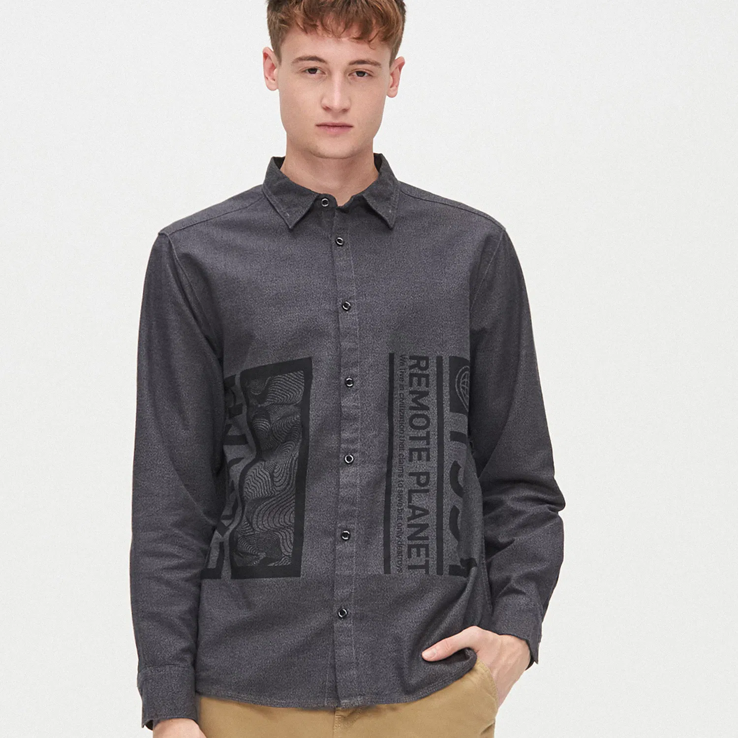 Cropp - Cămașă comfort fit melanj - Gri