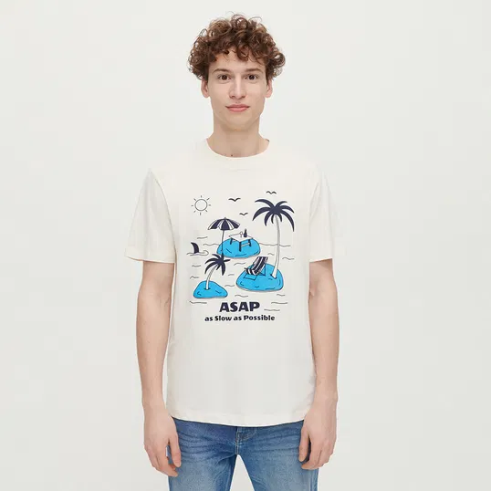 House - Tricou cu imprimeu Asap As Slow As Possible - Alb
