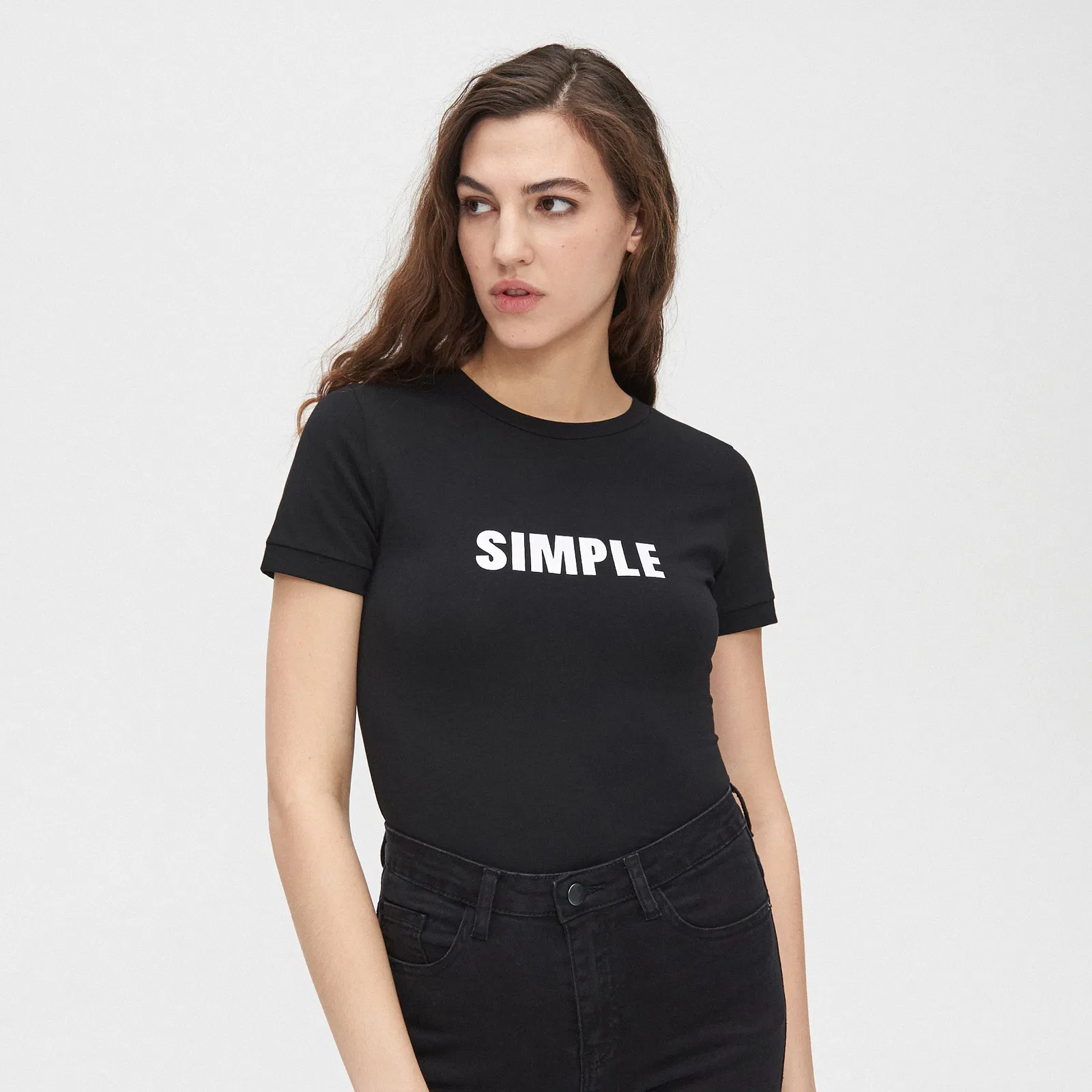 Cropp - Tricou cu inscripție - Negru