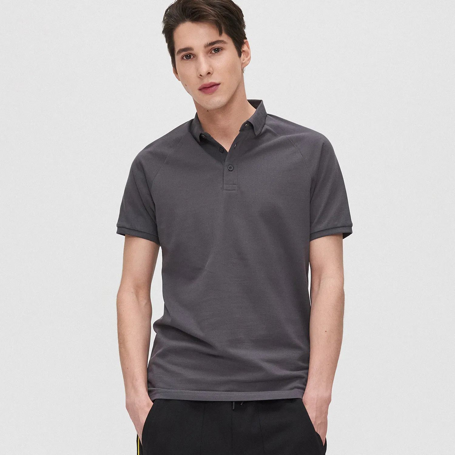 Cropp - Tricou polo uni - Gri