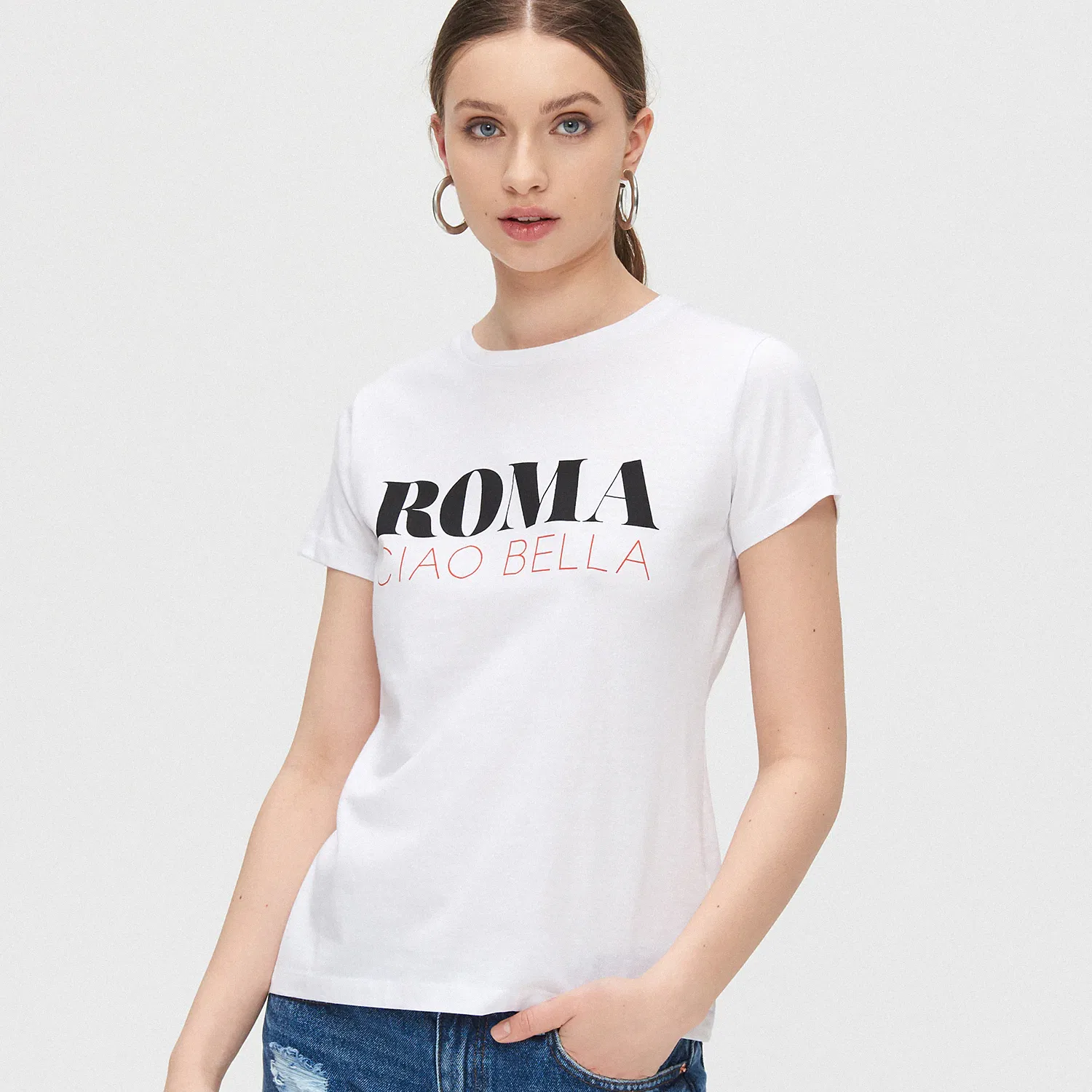 Cropp - Tricou cu inscripție - Alb