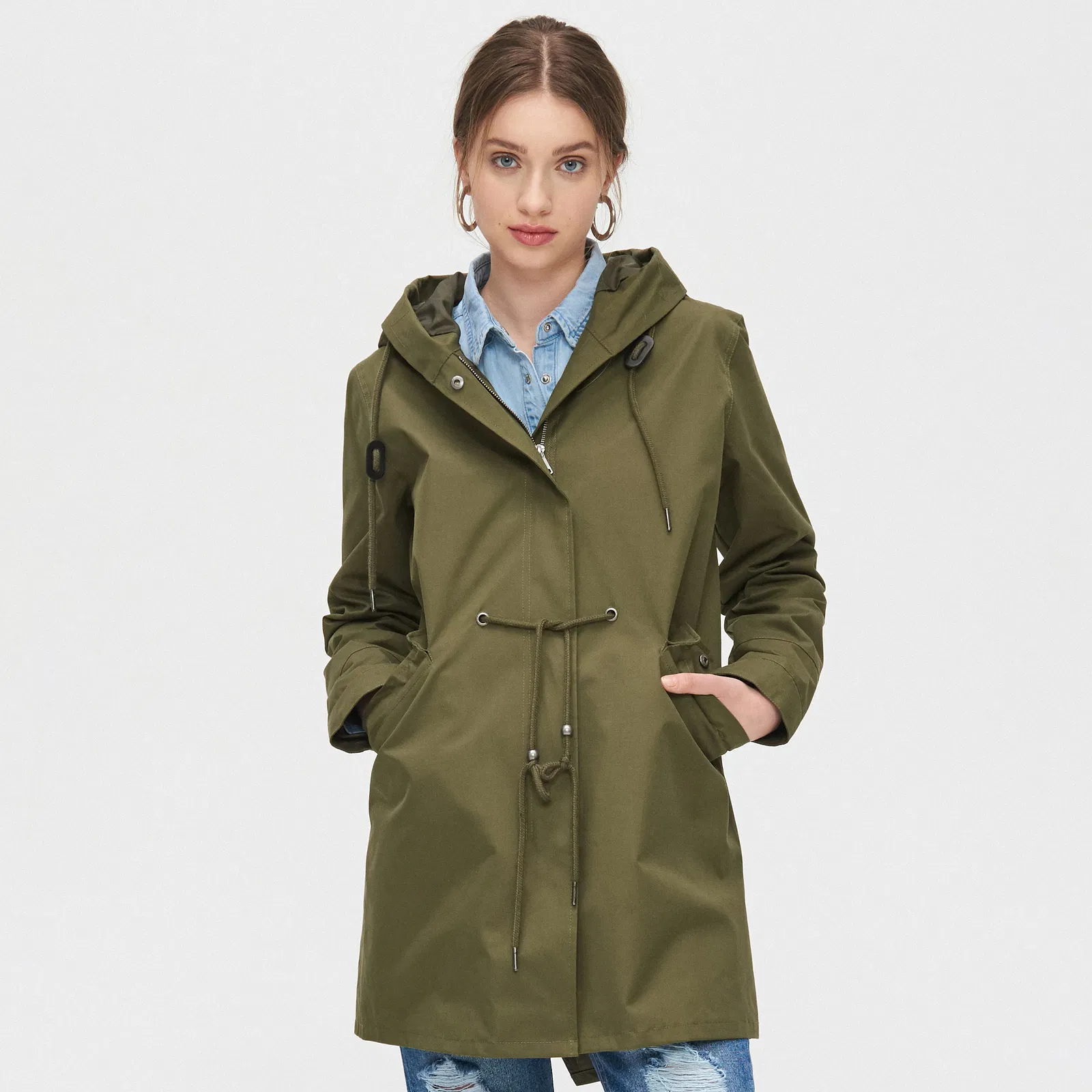 Cropp - Jachetă parka cu glugă - Kaki