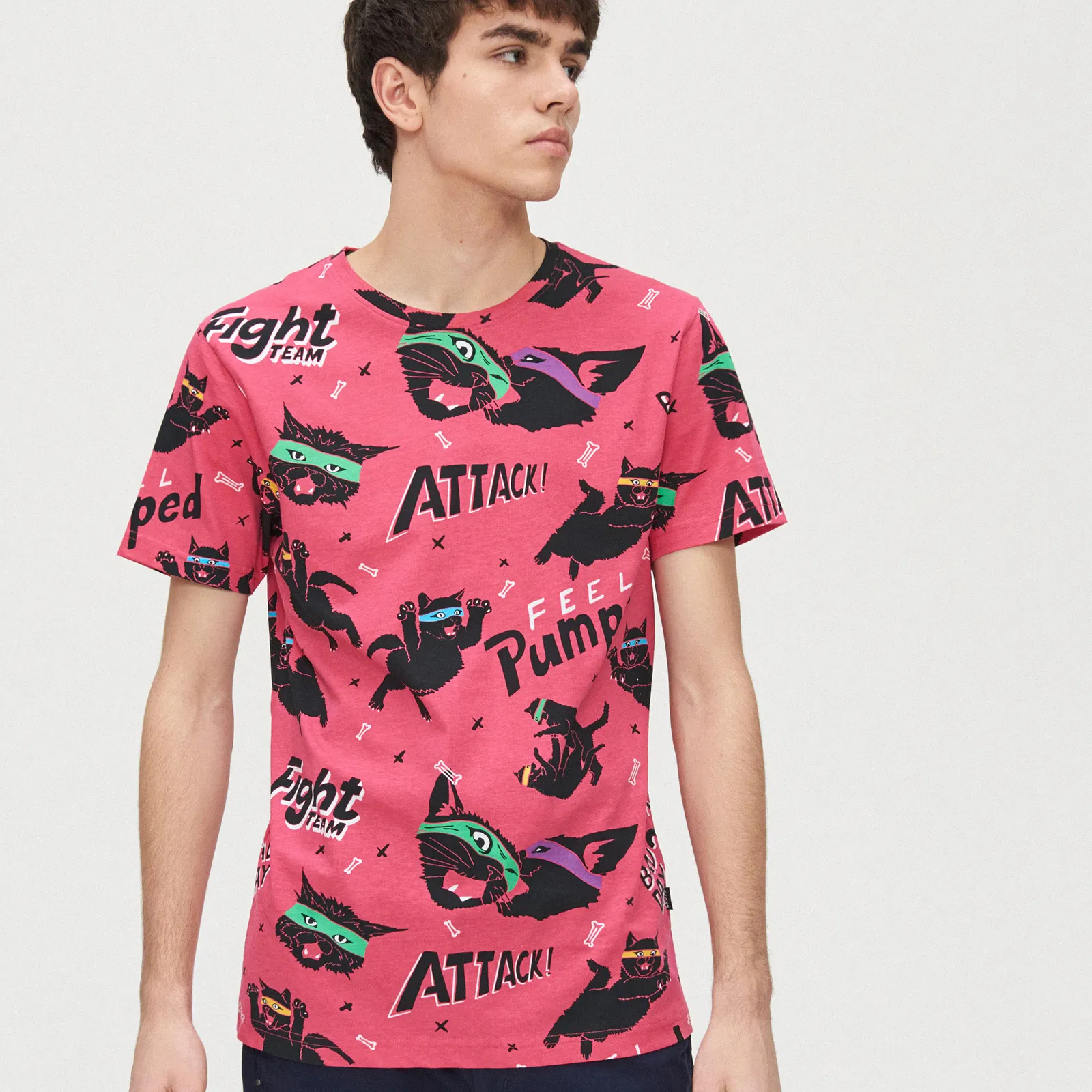 Cropp - Tricou cu imprimeu cu pisici - Roz