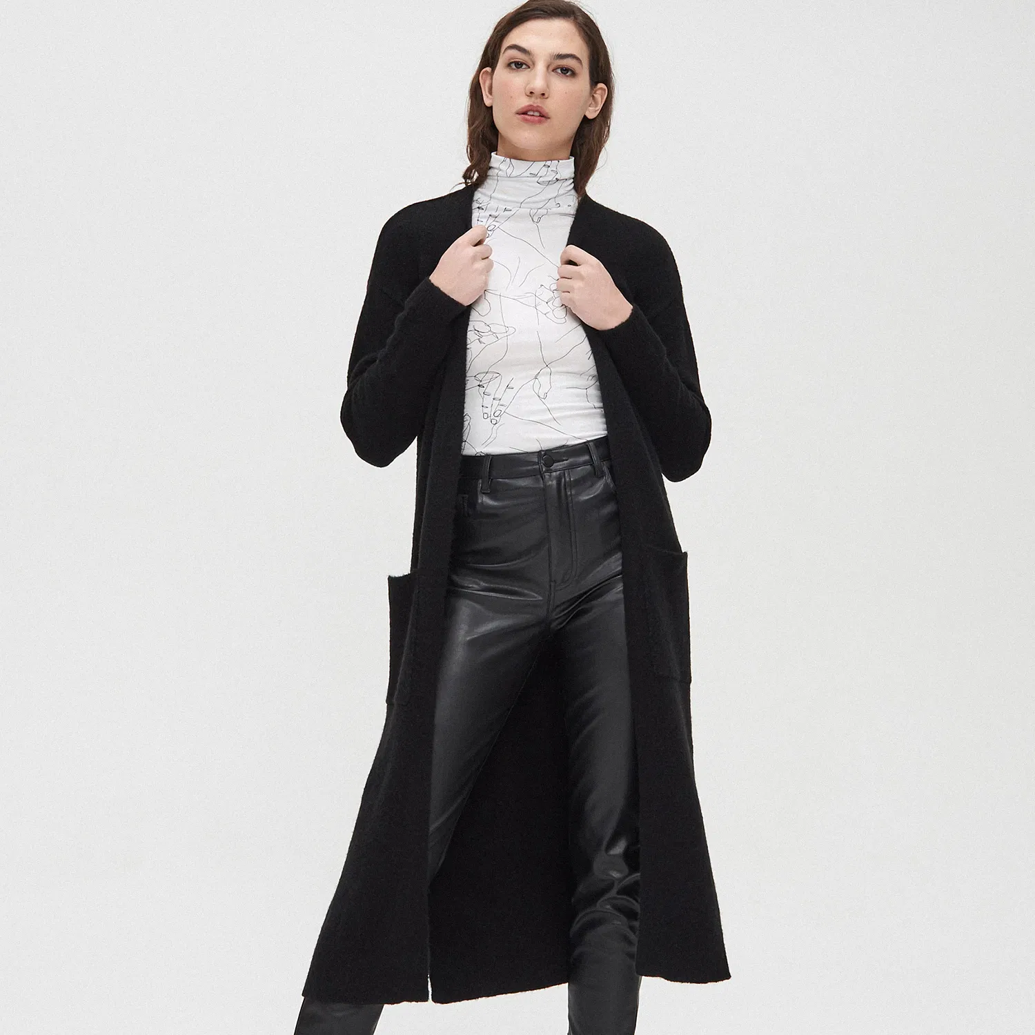 Cropp - Cardigan lung - Negru