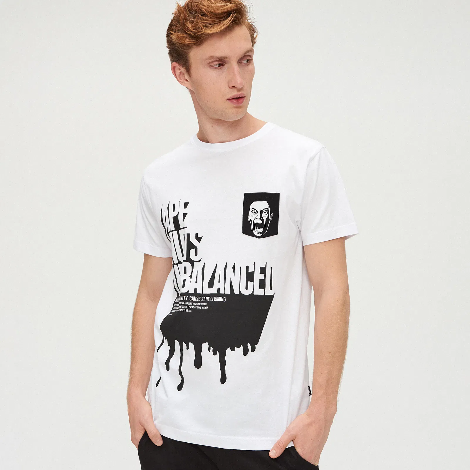 Cropp - Tricou cu imprimeu - Alb