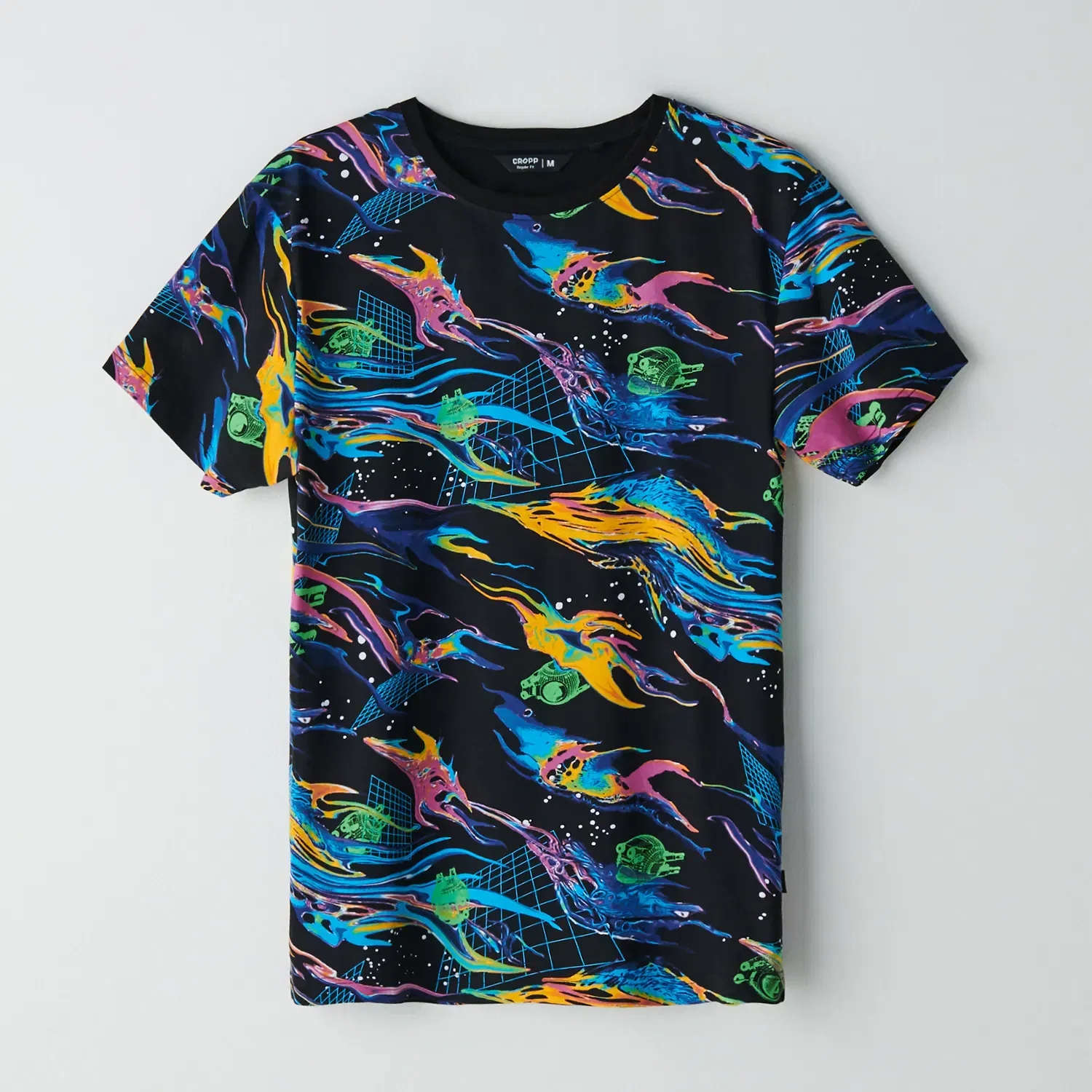 Cropp - Tricou cu imprimeu multicolor - Negru
