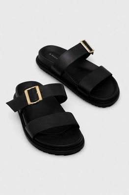Medicine Slapi De Piele Femei, Culoarea Negru Dama, Toc Plat