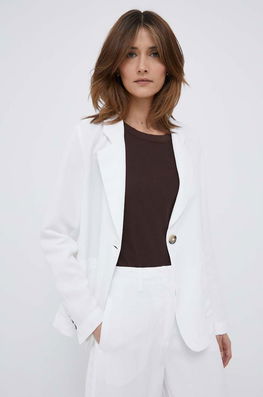 Emporio Armani Blazer Din Amestec De In Culoarea Alb, Un Singur Rand De Nasturi, Neted Dama, Panza