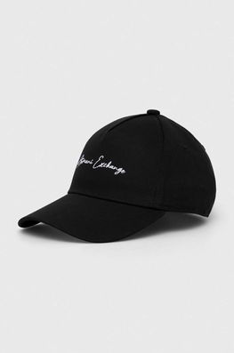 Armani Exchange șapcă De Baseball Din Bumbac Culoarea Negru, Cu Imprimeu Dama