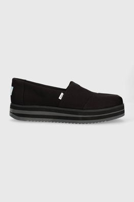 Toms Espadrile Alpargata Midform Culoarea Negru, Cu Platforma, 10019466 Dama, Textil