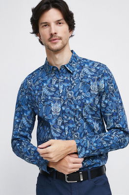 Medicine Camasa Barbati, Culoarea Albastru Marin, Cu Guler Clasic, Slim Bărbaţi Bleumarin, Cu Elastan, Casual