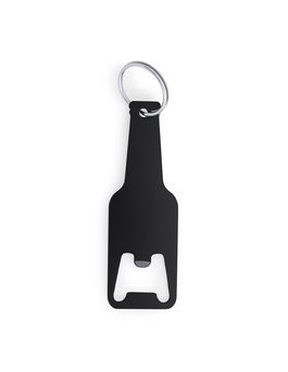 Breloc desfacator metalic sticle, BEER, Negru, 8 cm