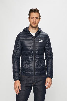EA7 Emporio Armani Geacă De Puf Bărbați, Culoarea Albastru Marin, De Tranzitie Bărbaţi Bleumarin