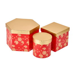 Set 3 cutii cu forme diferite și model - roșu