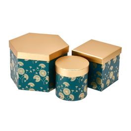 Set 3 cutii cu forme diferite și model - verde