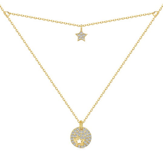 Lantisor argint placat cu aur, dama, argint 925, model dublu, 40+5cm, 2,2 gr
