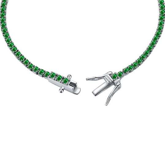 Bratara tennis argint, dama, argint 925, verde, fixa, 4,51gr - 18