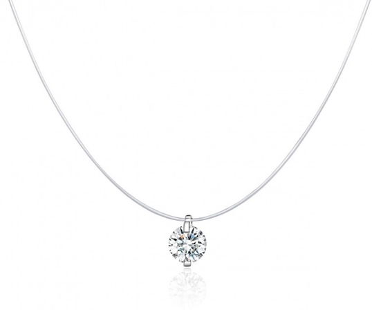 Lantisor argint, dama, argint 925, fir transparent, zirconiu alb, 41cm