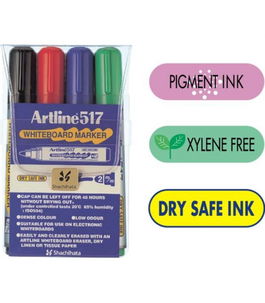 Marker tabla varf rotund 2.0 mm 4 culori/set Dry safe ink 517 ARTLINE