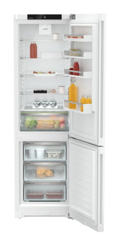 Combina frigorifica Liebherr CNf 26103, NoFrost, 60 cm, 371 L, EasyFresh, DuoCooling, Clasa F, Alb