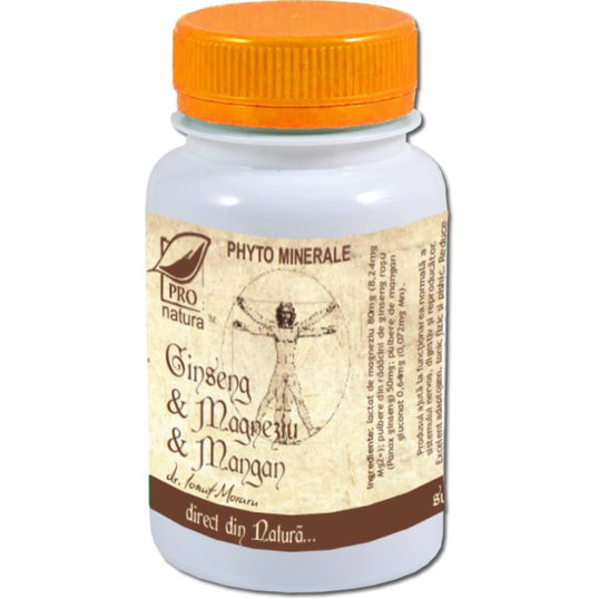 Ginseng, Magneziu si Mangan, 60 capsule Pro Natura