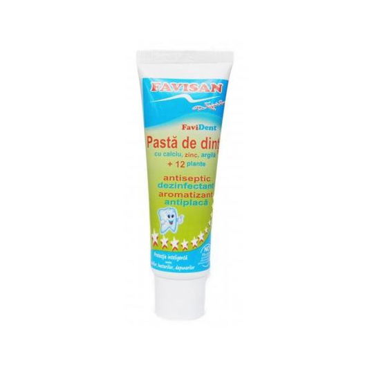 Pasta de Dinti Favident cu Calciu, Zinc si Argila, 50ML Favisan