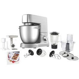 Robot de bucatarie Tefal Masterchef Grande QB813D38, 1500 W, 8 viteze, Bol 6.7 l, 6 accesorii, Argintiu