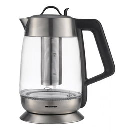 Fierbator cu filtru de ceai Heinner HEK-TF18GX, 1.8 L, 5 setari temperatura, iluminare colorata, control touch, element inox, oprire automata, Inox/Sticla