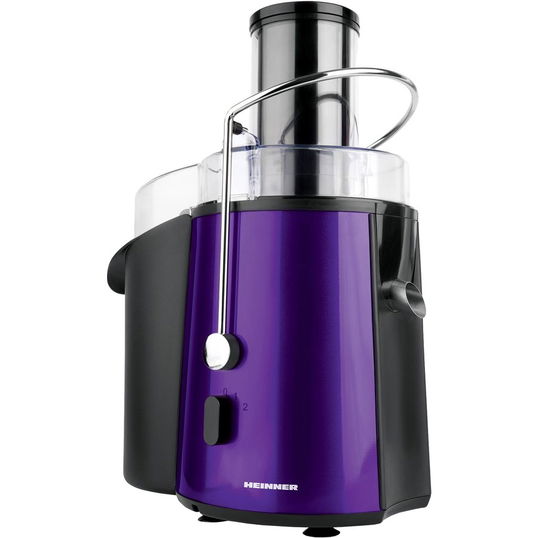 Storcator de fructe Heinner XF-1000UV, 1000 W, Tub XXL, Sita Inox, Recipient suc 1 L, Recipient pulpa 2 L, Violet