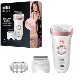 Epilator Braun Silk-epil 9720, 40 de pensete, Tehnologie SensoSmart, Accesorii pentru ras/tuns, Wet&Dry