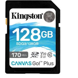 Card de memorie SD Kingston Canvas GO Plus, 128GB, Clasa 10, UHS-I