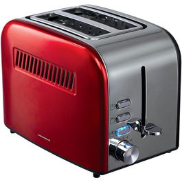 Prajitor de paine HTP-850RDIX, 850 W, 7 nivele de rumenire, 3 functii, Inox/Rosu