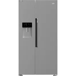 Side by side Beko GN162341XBN, 571 l, NeoFros Dual Cooling, Dozator apa/gheata, Raft sticle, Touch control, HarvestFresh, Compresor Inverter, Clasa E, H 179 cm, Metal Look