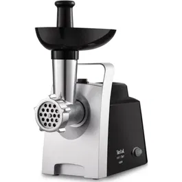 Masina de tocat Tefal 7 in 1 NE108831, 1400 W, 1.7 kg/min, functie reverse, 3 site din inox, 3 cilindrii pentru feliere, accesoriu pentru carnati, Negru