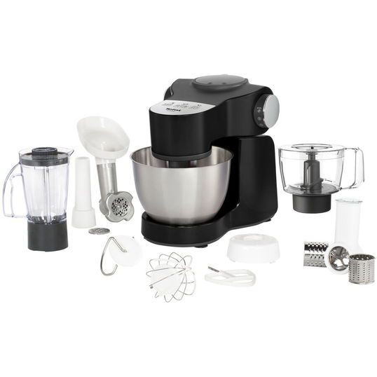 Robot de bucatarie Tefal Wizzo QB319838, 1000 W, Flex Whisk, Set pentru patiserie, Bol din inox, Tocator, Blender, Negru/Inox