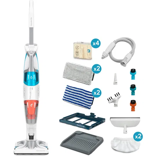 Aspirator cu abur Rowenta Clean & Steam Multi RY8544WH, 1700 W, autonomie abur 30 min, reglaj abur eco/max, accesoriu pentru ferestre, recipient praf 0.5 L, recipient apa 0.4L, Alb