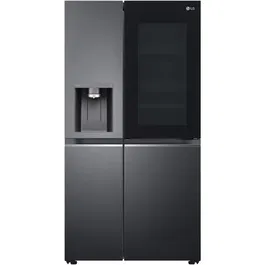 Side by Side LG GSXV91MCAF, 635 l, Total No Frost, Dozator apa, Instaview, Raft sticle, H 179 cm, Clasa F, Negru