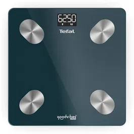 Cantar inteligent TEFAL Goodvibes Life+ BM9620S1, 10 indicatori de masurare, greutate maxima 180KG, conectivitate IOS/Android, sticla tratata termic, albastru