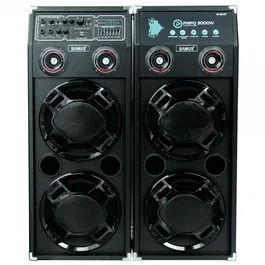 Sistem audio Samus Twin Sound 20, 2 boxe active, 300 W, Bluetooth, USB, SD card slot, Aux in, radio FM, intrare microfon, intrare chitara, egalizator, negru, microfon cu fir