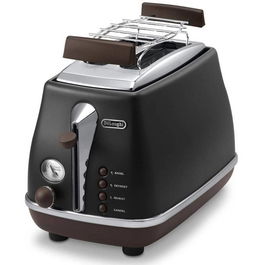 Prajitor de paine Icona Vintage CTOV 2103.BK, 900 W, 2 felii, control electronic rumenire, negru