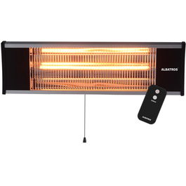 Incalzitor terasa electric, cu fibra de carbon, Albatros RFC-2001AT, 2000 W, 220 V, carcasa din aluminiu, comutator pornit/oprit, protectie IP65, telecomanda, negru, 655 x 150 x 155 mm