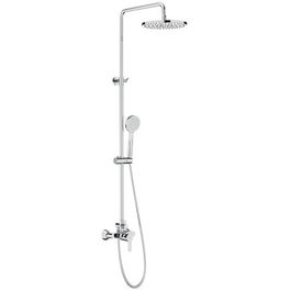 Coloana de dus Roca L20, inaltime reglabila 855-1230 mm, brat de dus reglabil, furtun flexibil, para dus functie Rain, Crom